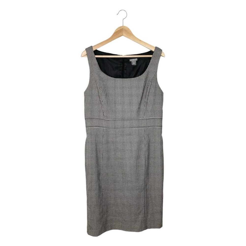 Black and White Houndstooth Midi Dress Ann Taylor Size 12